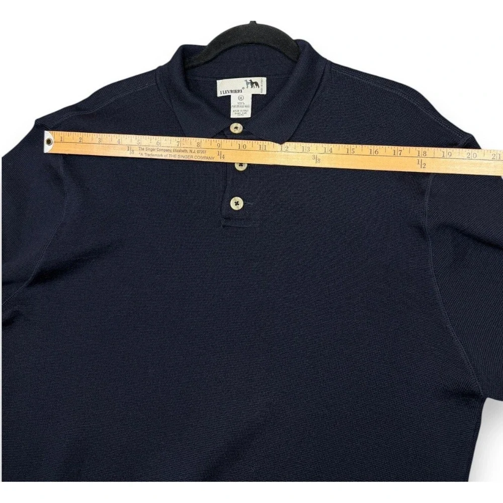 I Levrieri Polo Sweater Mens XL Navy Blue Merino Wool Long Sleeve Made in Italy